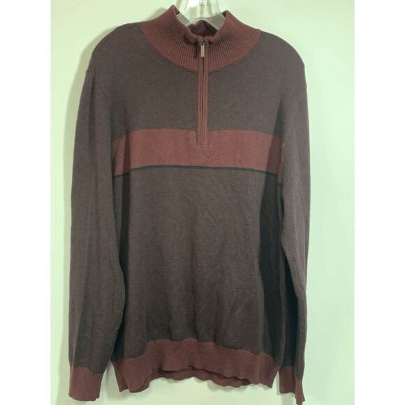 Fairlane Dad Sweater Turtleneck Quarter Zip Two Toned Maroon Large - Picture 1 of 7